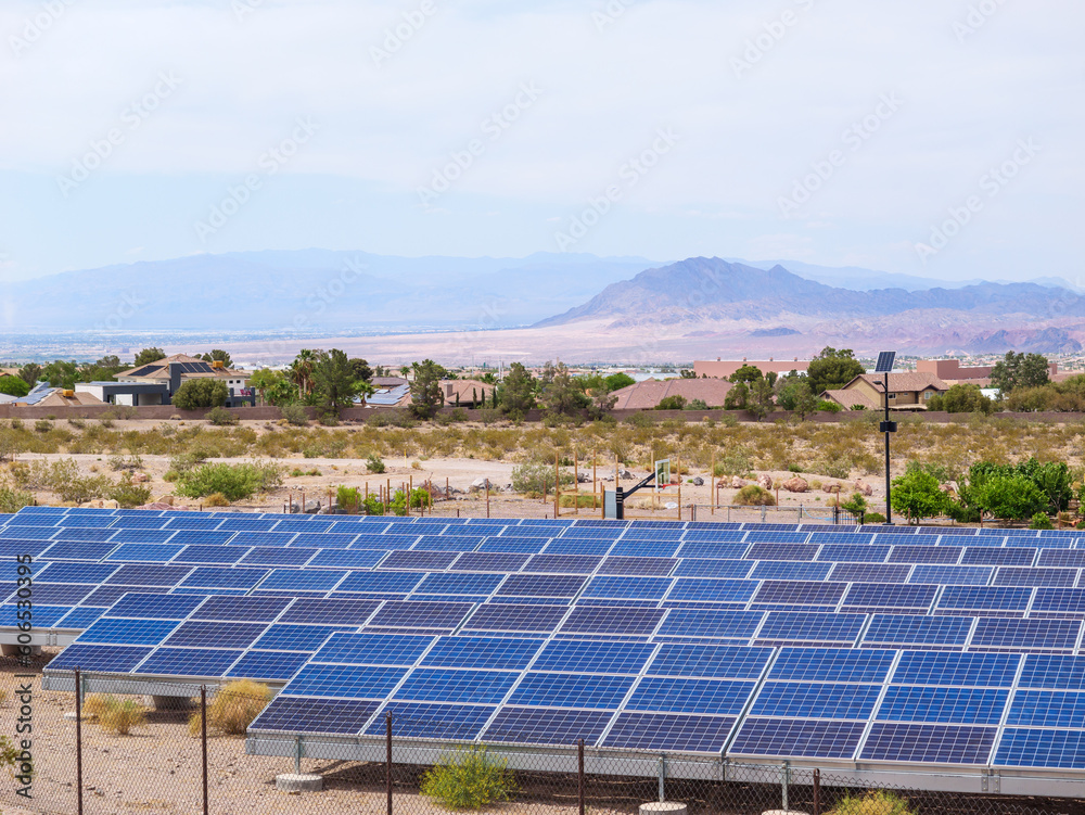 Solar panels near Las Vegas residential area