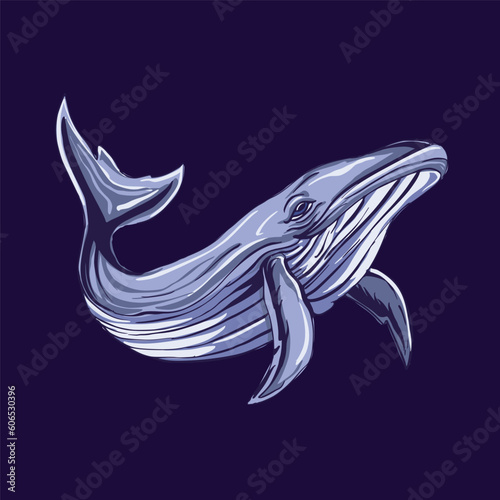 Whale Jumping out of Ocean Illustration