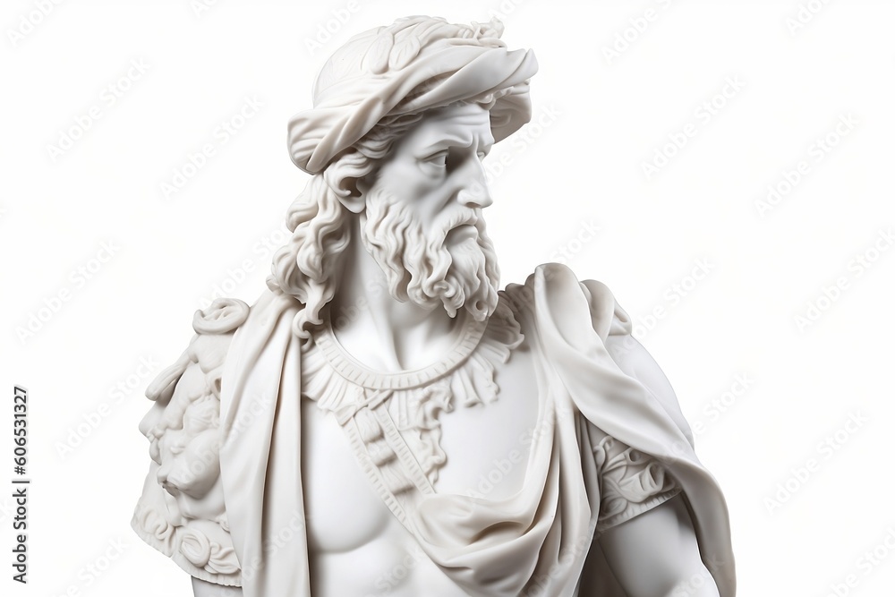 White marlble greek man sculpture - Fictional Person, Generative AI