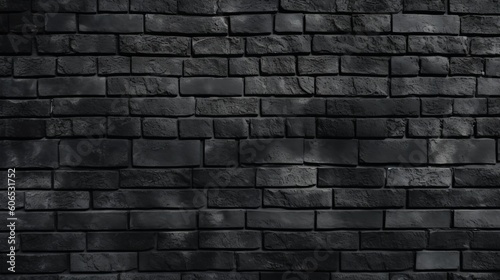 Texture of a black painted brick wall as a background or wallpaper - dark brick wall  Generative AI