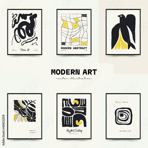 Modern Art Poster. Matisse Abstract Set, Aesthetic Modern, Boho Decor, Minimalist, Illustration, Vector, Poster, Postcard. Aesthetic minimalist design. Vector illustrations.