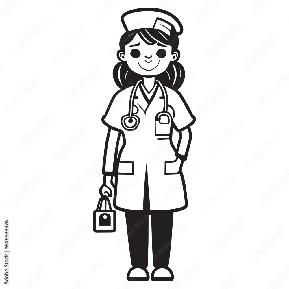 Nurse Vector Clipart Silhouette, Nurse Line art vector, Nurse Clipart Vector. Nurse Vector Clipart Silhouette, Nurse Line art vector, Nurse Clipart Vector.