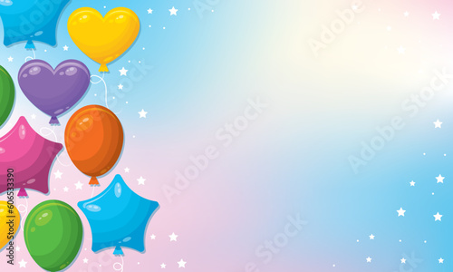 Vector background with colorful balloons and stars