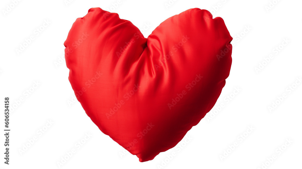 A red heart shaped pillow on a transparent background, Generative AI