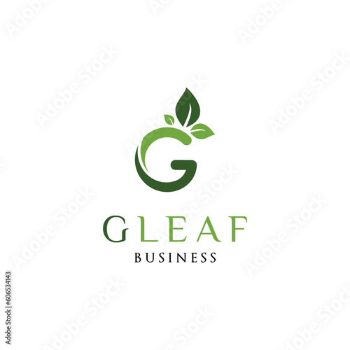 Initial Letter G Leaf Icon Logo Design Template