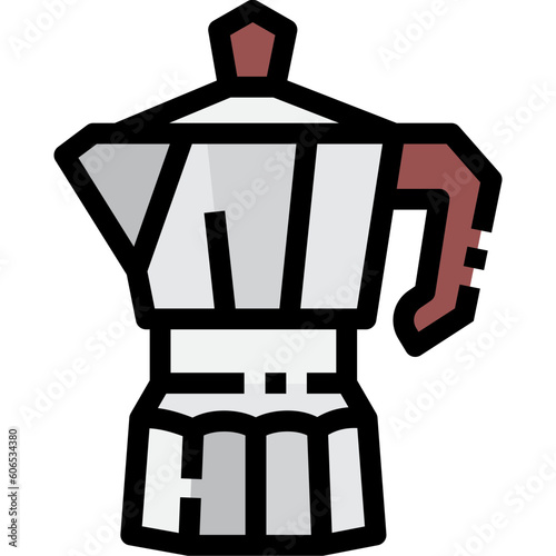 percolator coffee pot colored line icon