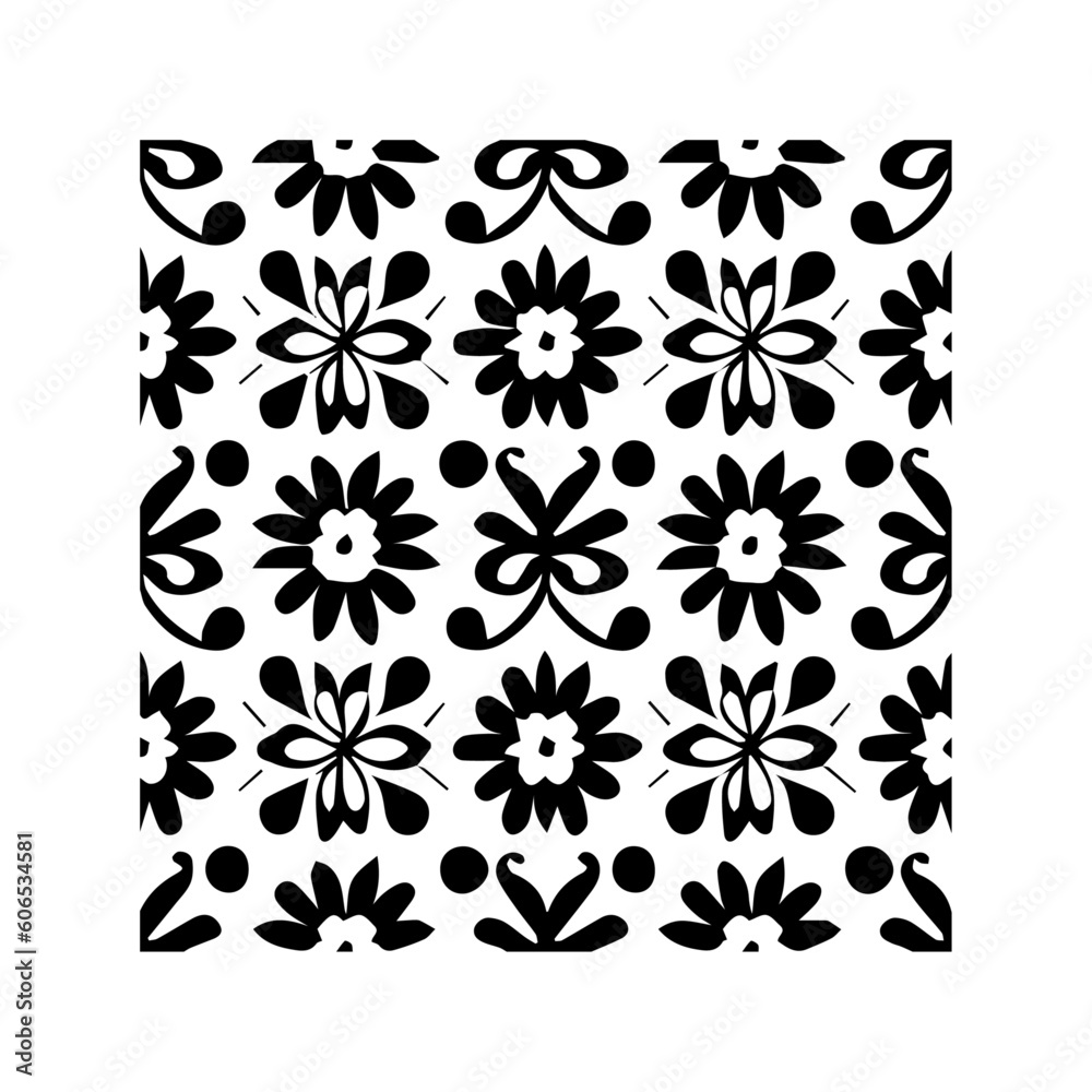 Illustration of seamless abstract black and white floral for use wallpaper, wrapping paper, background, fabric. Vector seamless pattern with decorative climbing flowers etc... - obrazy, fototapety, plakaty 