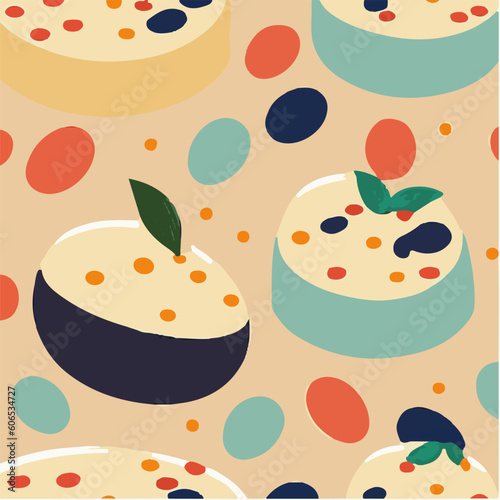 cute simple panna cotta pattern, cartoon, minimal, decorate blankets, carpets, for kids, theme print design
