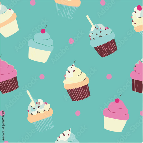 cute simple cupcake pattern, cartoon, minimal, decorate blankets, carpets, for kids, theme print design
