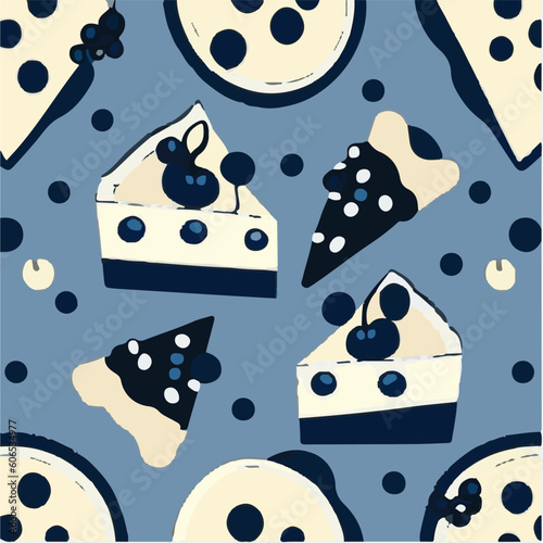 cute simple blueberry cheesecake pattern, cartoon, minimal, decorate blankets, carpets, for kids, theme print design
