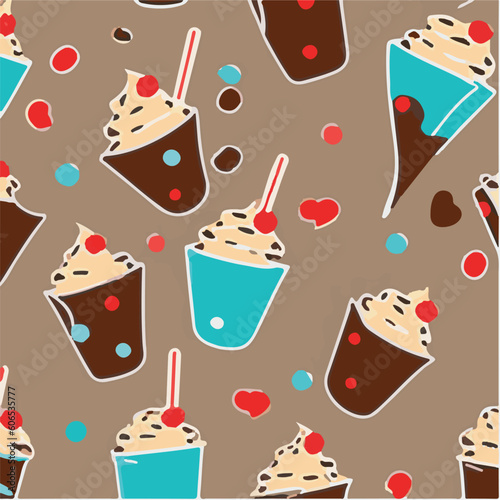 cute simple hot fudge sundae pattern, cartoon, minimal, decorate blankets, carpets, for kids, theme print design
