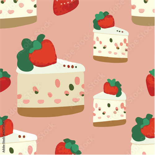 cute simple strawberry cake pattern, cartoon, minimal, decorate blankets, carpets, for kids, theme print design
