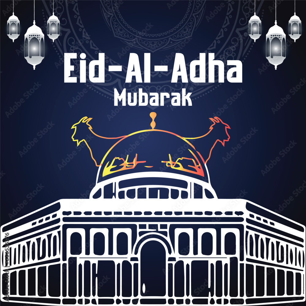 eid al adha mubarak islamic elegant creative vector design,  - obrazy, fototapety, plakaty 