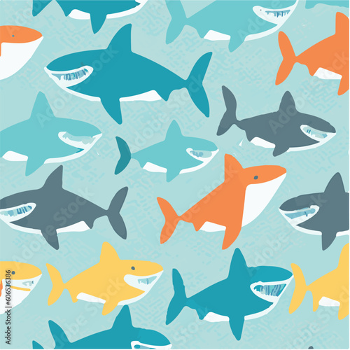 cute simple shark pattern  cartoon  minimal  decorate blankets  carpets  for kids  theme print design 