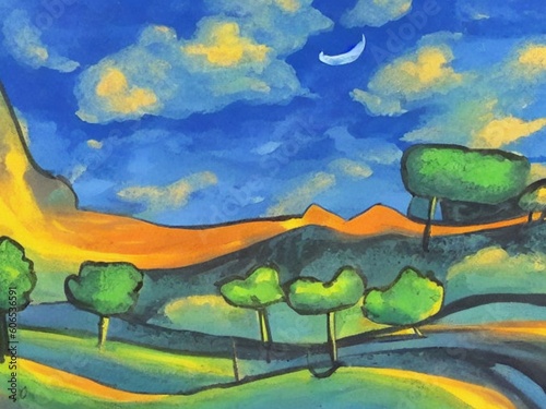 landscape with river and trees