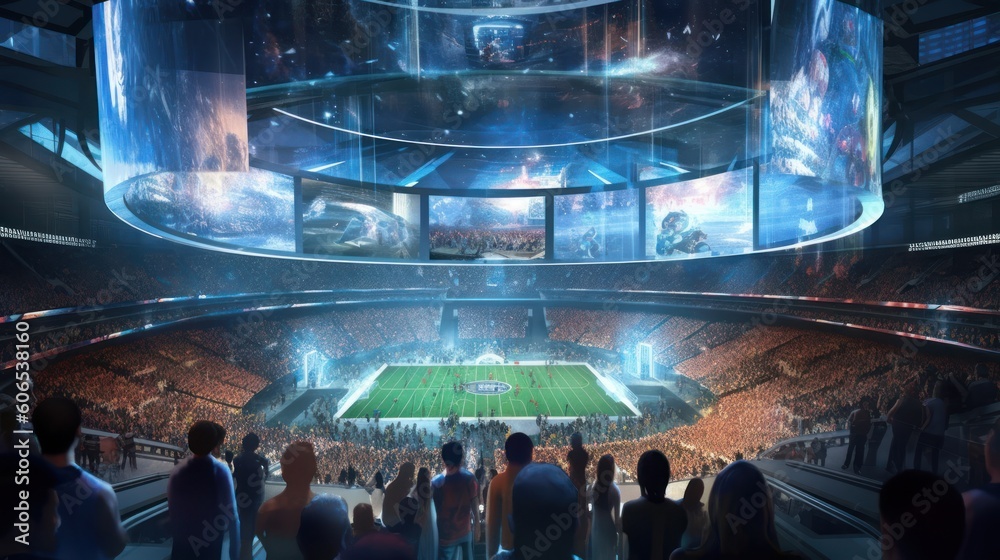 Φωτογραφία High - tech sports arena for a futuristic sports league, complete with futuristi