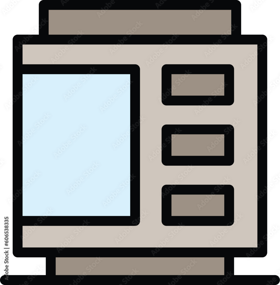 Coins vending machine icon. Outline Coins vending machine vector icon for web design isolated on white background color flat Coins vending machine icon. Outline Coins vending machine vector icon for web design isolated on white background color flat