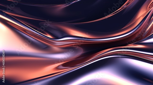Metallic abstract wavy liquid background layout design tech innovation - abstract background with waves, Generative AI