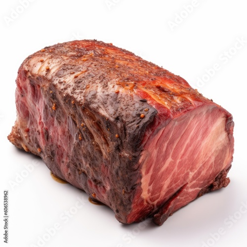 Beef brisket meat isolated on white background. Generative AI