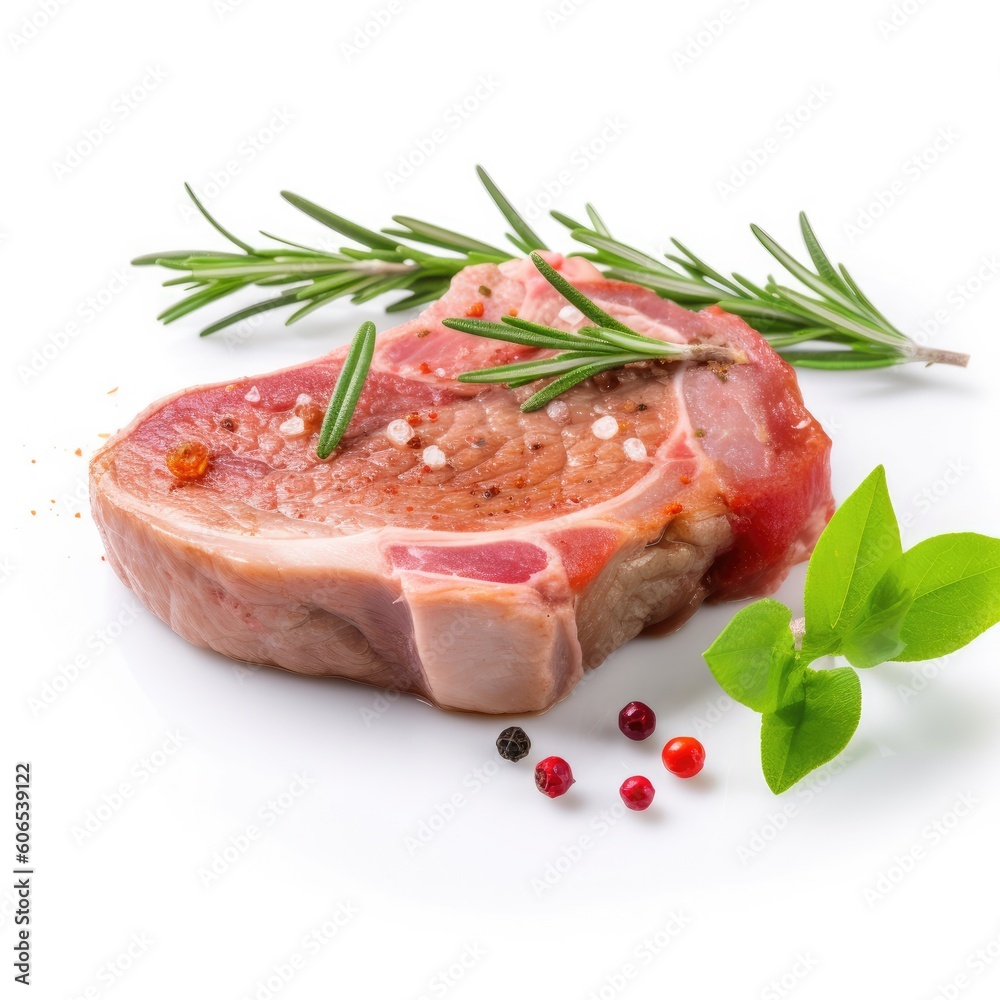 Veal cutlet meat isolated on white background. Generative AI Veal cutlet meat isolated on white background. Generative AI
