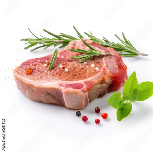 Veal cutlet meat isolated on white background. Generative AI