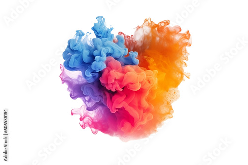 Pink, blue, orange, and purple smoke bombs, colorful, isolated, created with Generative AI technology