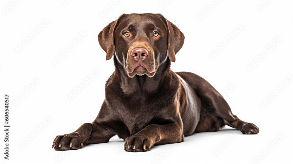chocolate Labrador Retriever isolated on white background