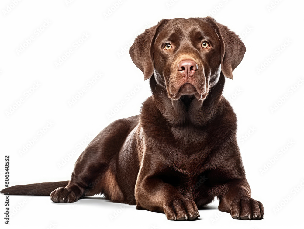 chocolate Labrador Retriever isolated on white background