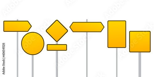 Collection of blank yellow road signs