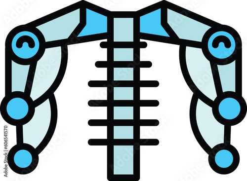 Exoskeleton hand icon outline vector. Artificial robot. Body tech color flat
