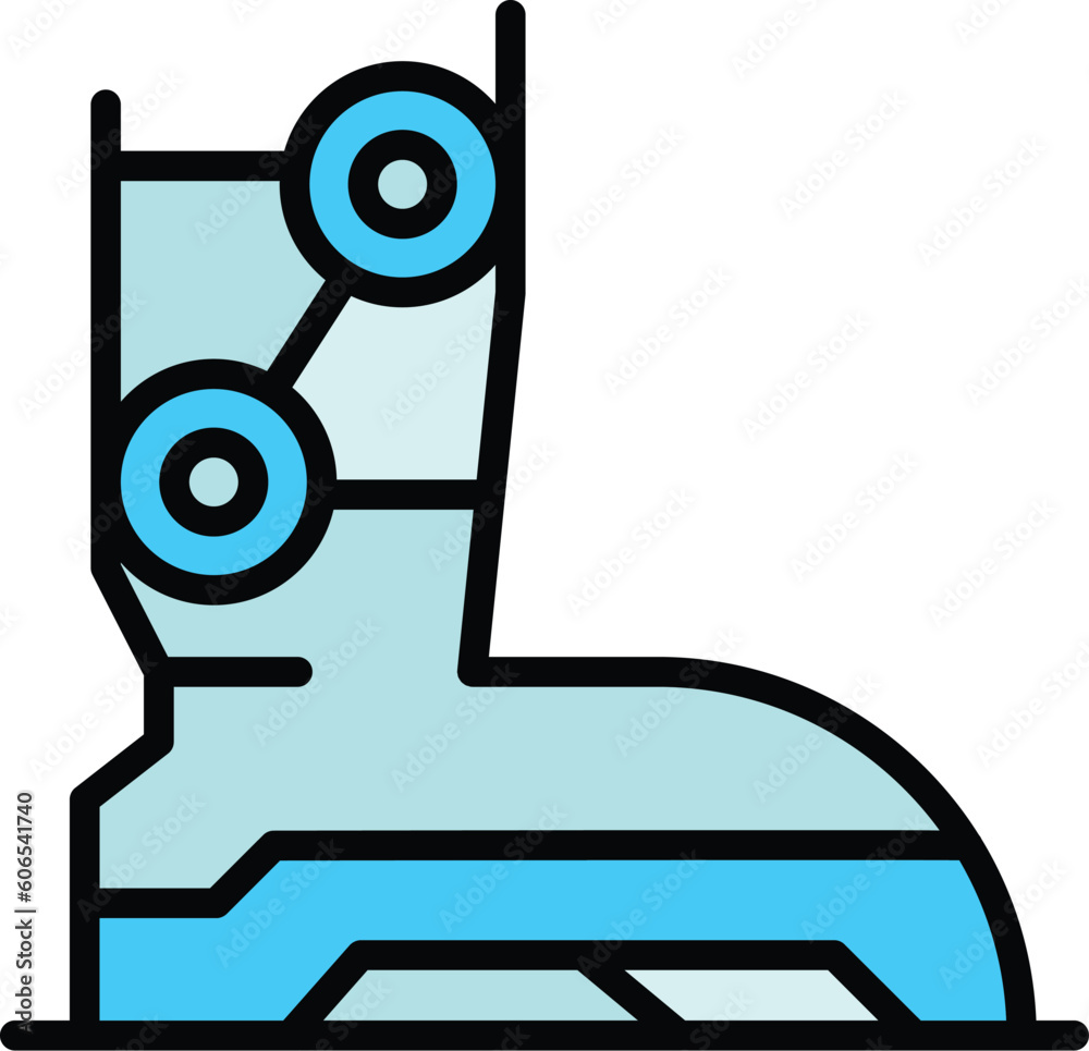 Artificial foot icon outline vector. Exoskeleton robot. Future suit color flat Artificial foot icon outline vector. Exoskeleton robot. Future suit color flat