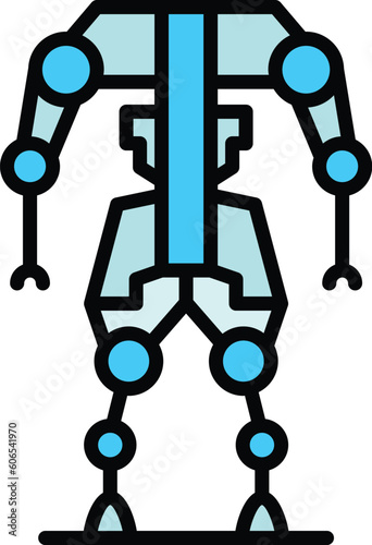 Body tech icon outline vector. Exoskeleton suit. Artificial man color flat