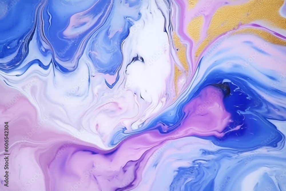 Luxurious Blue Marble Swirl Painting, Generative Ai