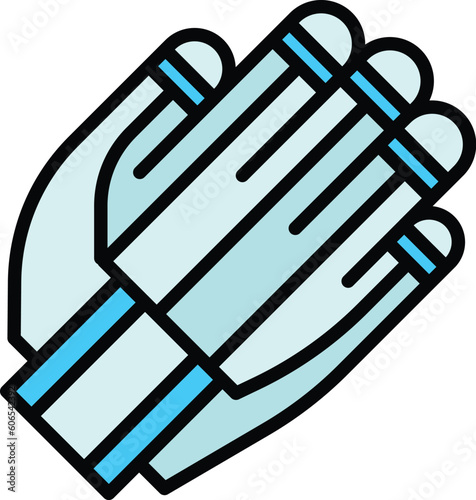 Exosuit hand icon outline vector. Robot suit. Human future color flat