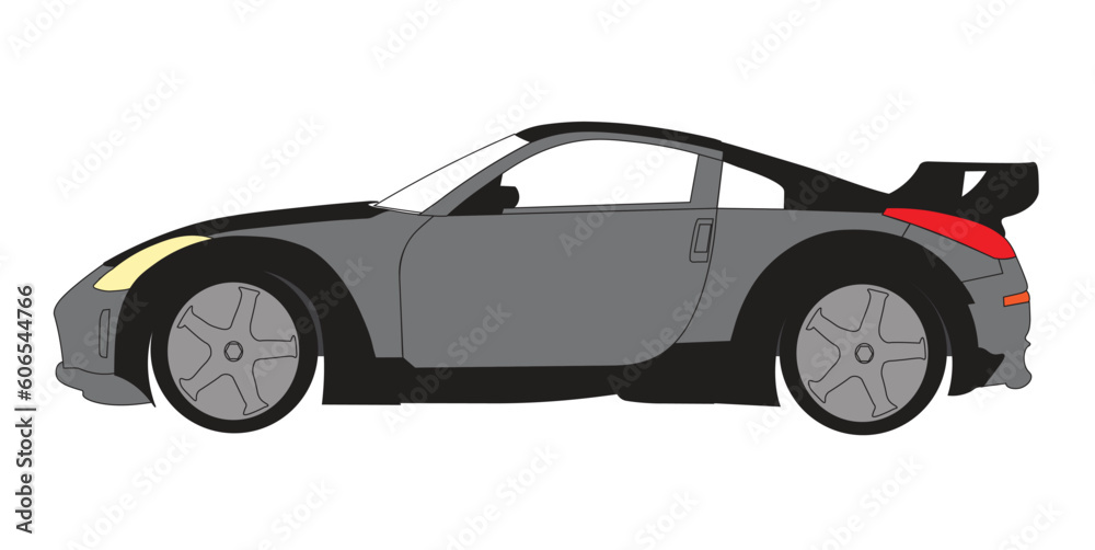 Beautiful Sports car Grey and black body line art vector 