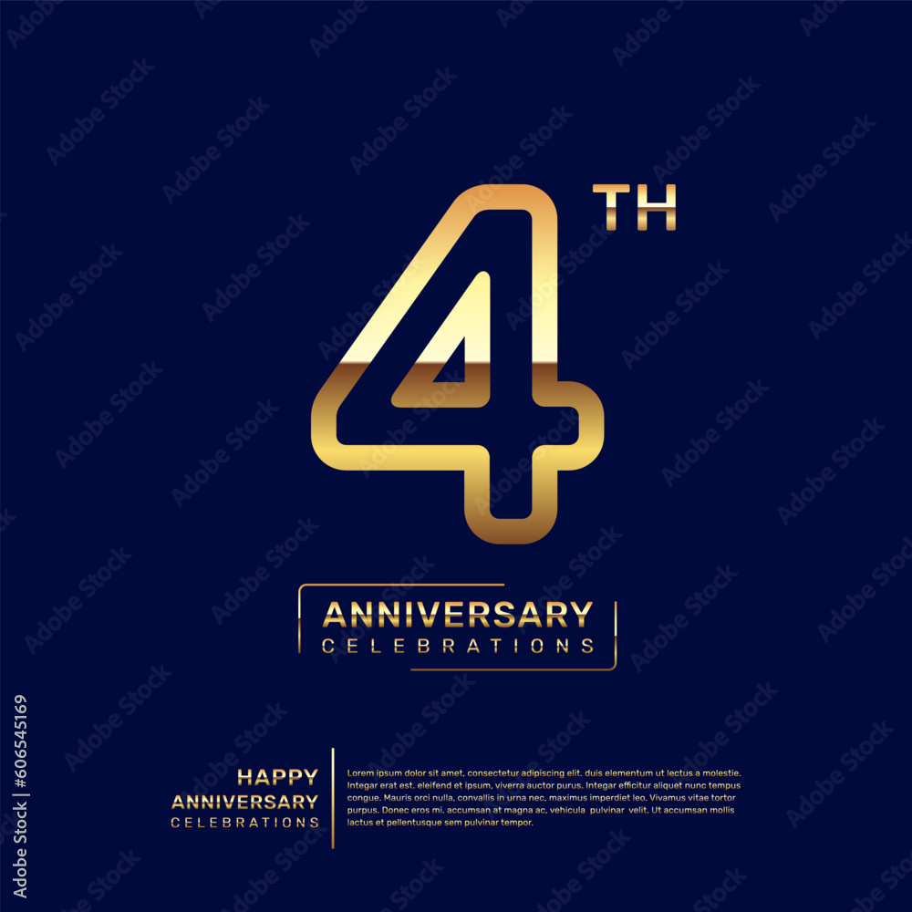 4 year anniversary logo design, anniversary celebration logo with double line concept, logo vector template illustration 4 year anniversary logo design, anniversary celebration logo with double line concept, logo vector template illustration