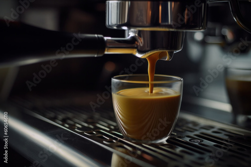 Espresso machine delivering a rich and intense coffee experience, with its advanced brewing process creating a perfect blend of taste and aroma. AI Generative