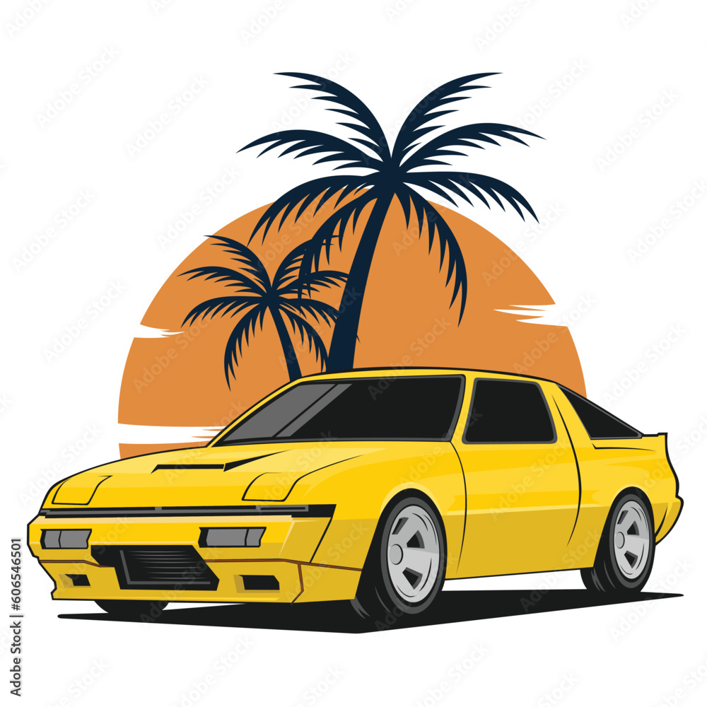 classic car vector art illustration vehicle design - obrazy, fototapety, plakaty 