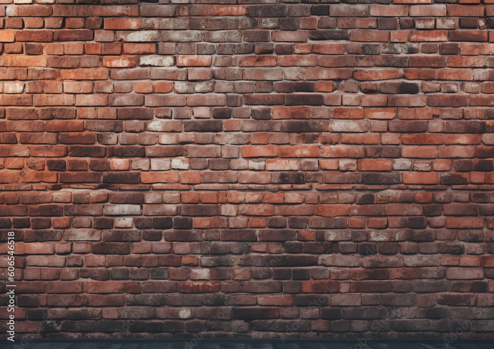 Red brick wall. Texture of old dark brown and red brick wall panoramic backgorund. Generative ai Red brick wall. Texture of old dark brown and red brick wall panoramic backgorund. Generative ai