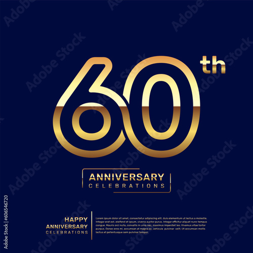 60 year anniversary logo design, anniversary celebration logo with double line concept, logo vector template illustration