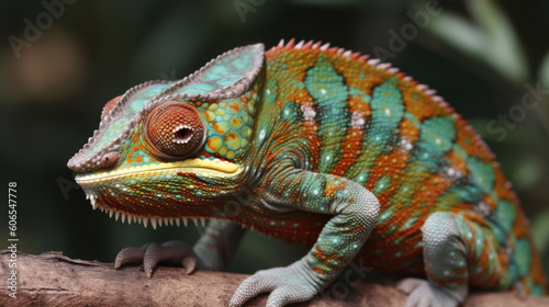 a colorful yemen chameleon. Generative AI © jr-art