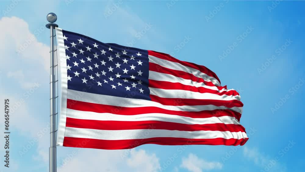 American Flag Loop. Independence Day USA. Realistic 4K. 30 fps flag of the US. American Flag waving in the wind. Seamless loop with highly detailed fabric texture. Loop ready in 4k resolution. American Flag Loop. Independence Day USA. Realistic 4K. 30 fps flag of the US. American Flag waving in the wind. Seamless loop with highly detailed fabric texture. Loop ready in 4k resolution.