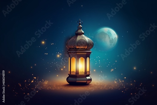 Ramadan Celebration Background Featuring an Arabic Lantern, Generative AI. © ParinApril