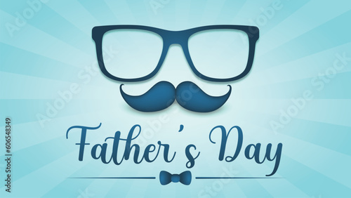 Father's Day poster or banner template with symbol of Dad glasses