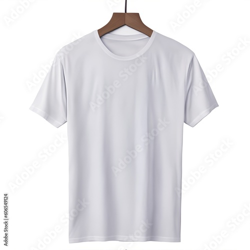 T-shirt mockup in white color. Mockup of realistic shirt with short sleeves. Blank t-shirt template with empty space for design. 