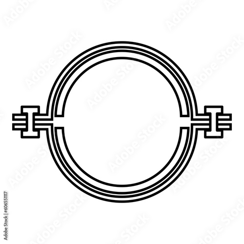 Metal clamp with rubber band hose contour outline line icon black color vector illustration image thin flat style