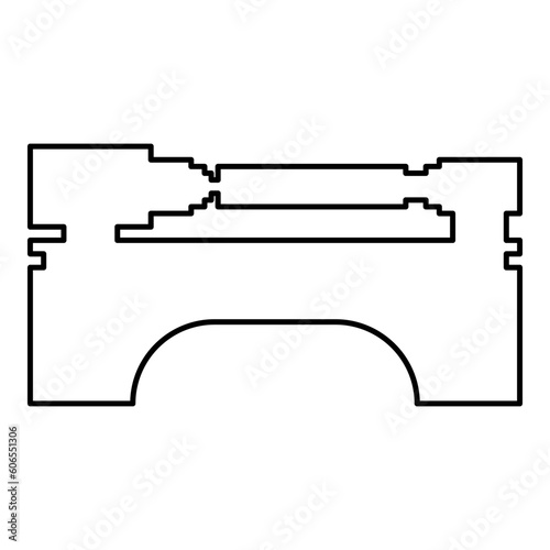 Lathe machine industrial mechanism apparatus manufacturing professional metalworking machining concept contour outline line icon black color vector illustration image thin flat style