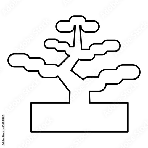 Bonsai pine tree garden concept plant japanese contour outline line icon black color vector illustration image thin flat style