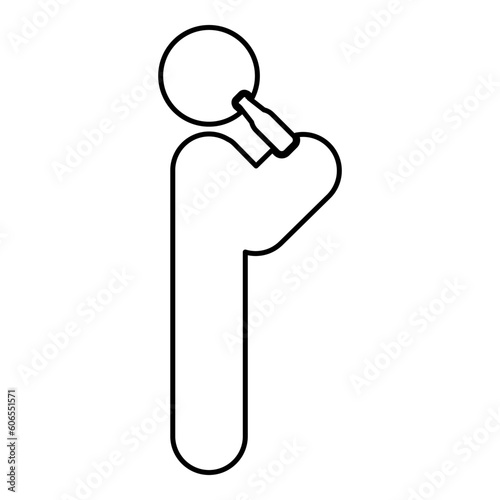 Man human drinking water alcohol beer from bottle standing position contour outline line icon black color vector illustration image thin flat style