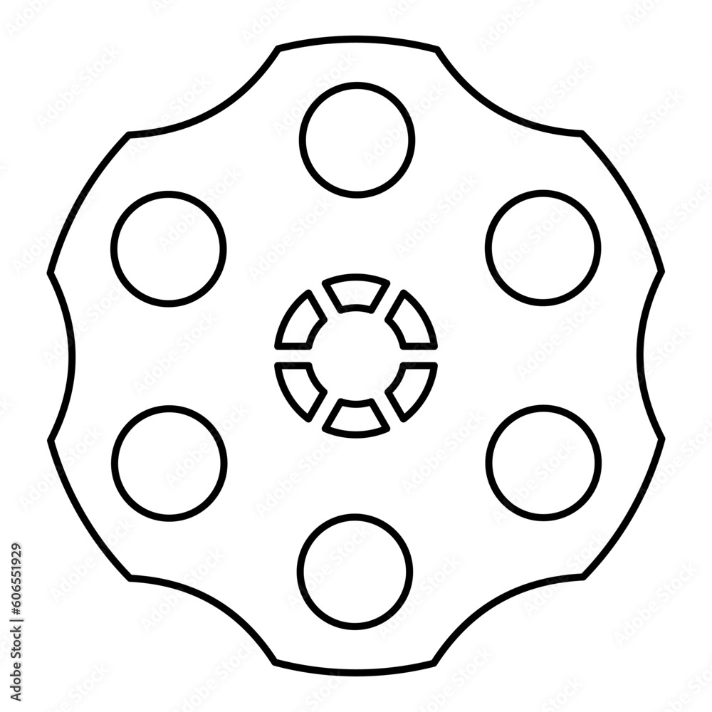 Φωτογραφία The drum of the revolver contour outline line icon black color vector illustrati